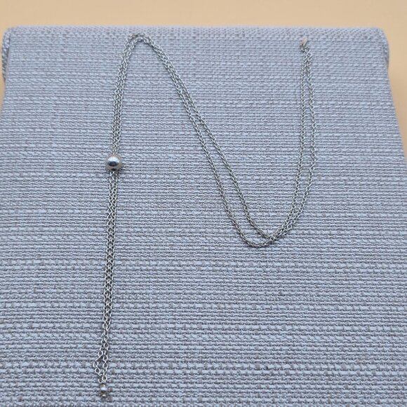 Hangs 18 Inch Sterling Silver Moveable Tassel Chain Slip On Necklace A6014 - Picture 1 of 7
